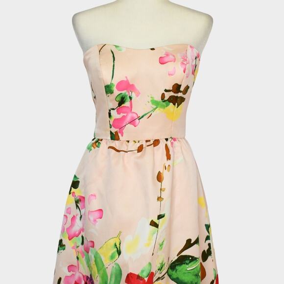 ALFRED SUNG Women's Watercolor Floral Print Strapless Maxi Dress Size 4 - Picture 4 of 8